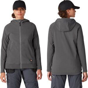 Dickies Performance Gray Womens Protect Soft Shell Hoodie Full Zip Workwear Sz L